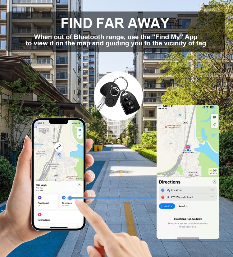 2 Pack GPS Tracker for Vehicles Work with Find My (iOS Only)-No Monthly Fee, IP69 Waterproof,Real-Time GPS Tracking Devices for Kids, Car, Keys,Luggage,Wallets,Dog,Cat,Easily Locate Lost Items(White)