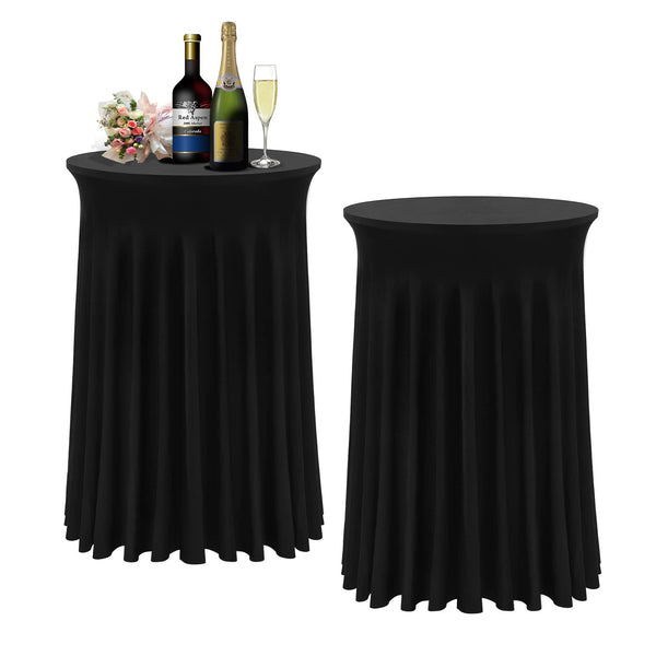 BDDC Cocktail Table Covers - 32"x 43" Cocktail Table Tablecloth with Natural Wavy Round Table Skirt Fitted High Top Table for Bar Wedding Party