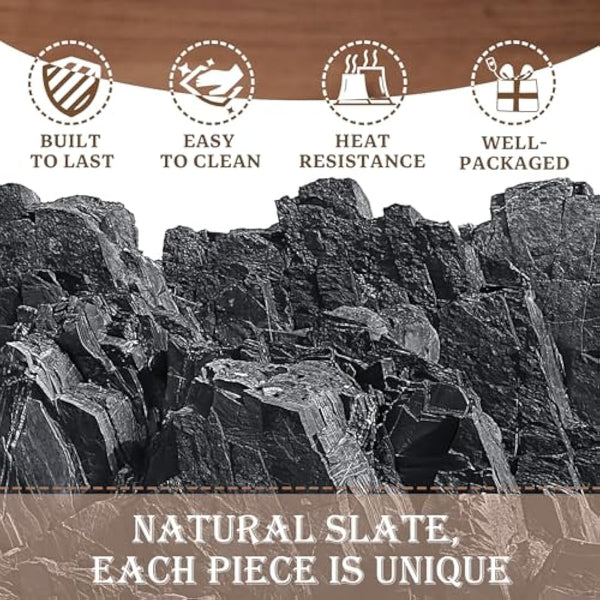 48 Pieces Slate Drink Coasters, GOH DODD 4 Inch Black Coasters Stone Coaster Set, Laser Engraving Blanks with Anti-Scratch Bottom for Home Office Kitchen Housewarming Gifts Wedding Party, Square