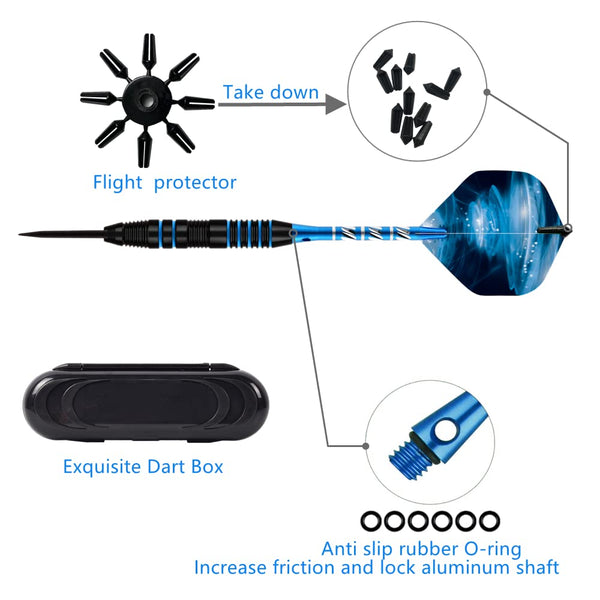 Steel Tip Darts Set,3 Pack Professional Dart with Aluminum Shafts and Darts Case