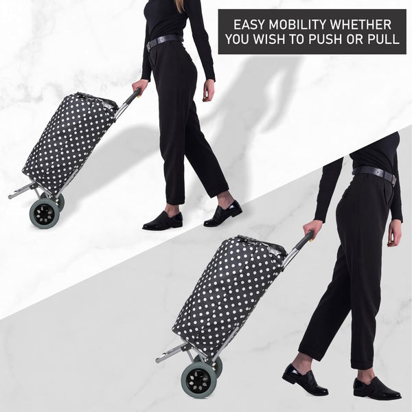 Hoppa 57Ltr Lightweight Shopping Trolley 2025 model, Hard Wearing & Foldaway Push/Pull Cart for Easy Storage With 1 Year Guarantee