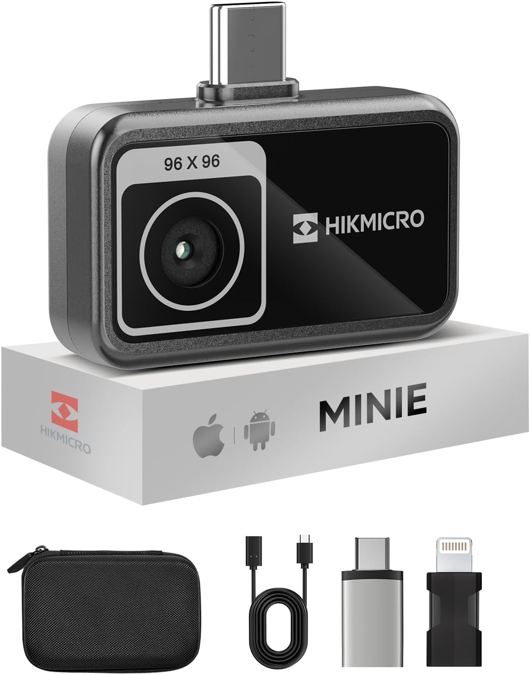 HIKMICRO MiniE Thermal Camera Android/iOS, 192×192 SuperIR Thermal Imaging Camera, 96×96 IR Resolution, No Battery, for Phone/Tablet,USB-C/Lightning Port,Support iPhone 15/16