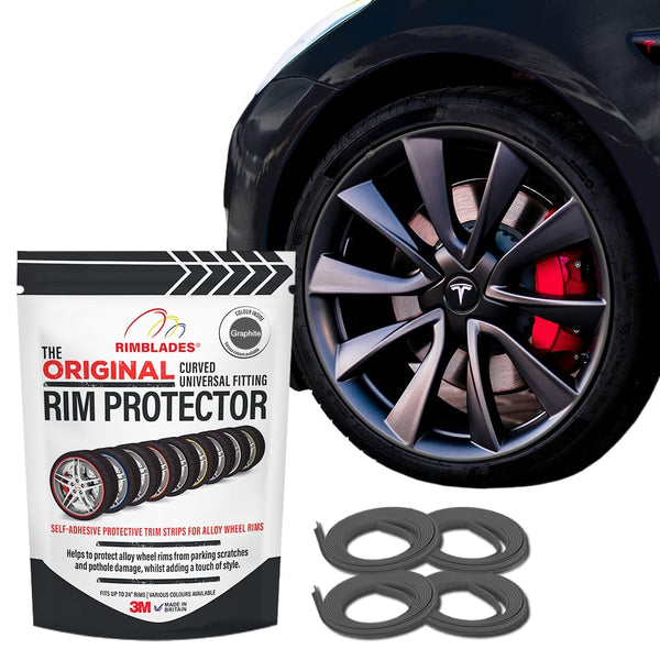 Rimblades Original Black Alloy Wheel Protectors - DIY | 9 Colours Available | Universal Fit for All Wheels | Durable Rim Guards | Car Wheel Scratch Protection | Rim Protection