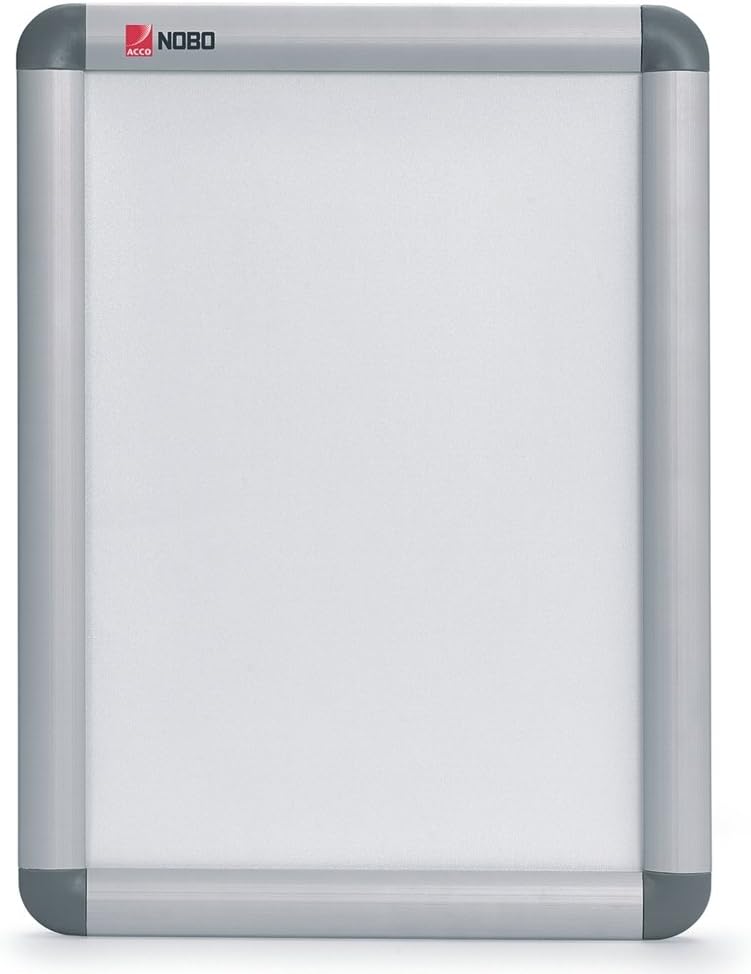 Nobo A3 Poster Frame Sign Holder With Snap Frame, Wall Mounted, Aluminium Trim, Anti-Glare Protective Cover, Premium Plus, Silver, 1902213