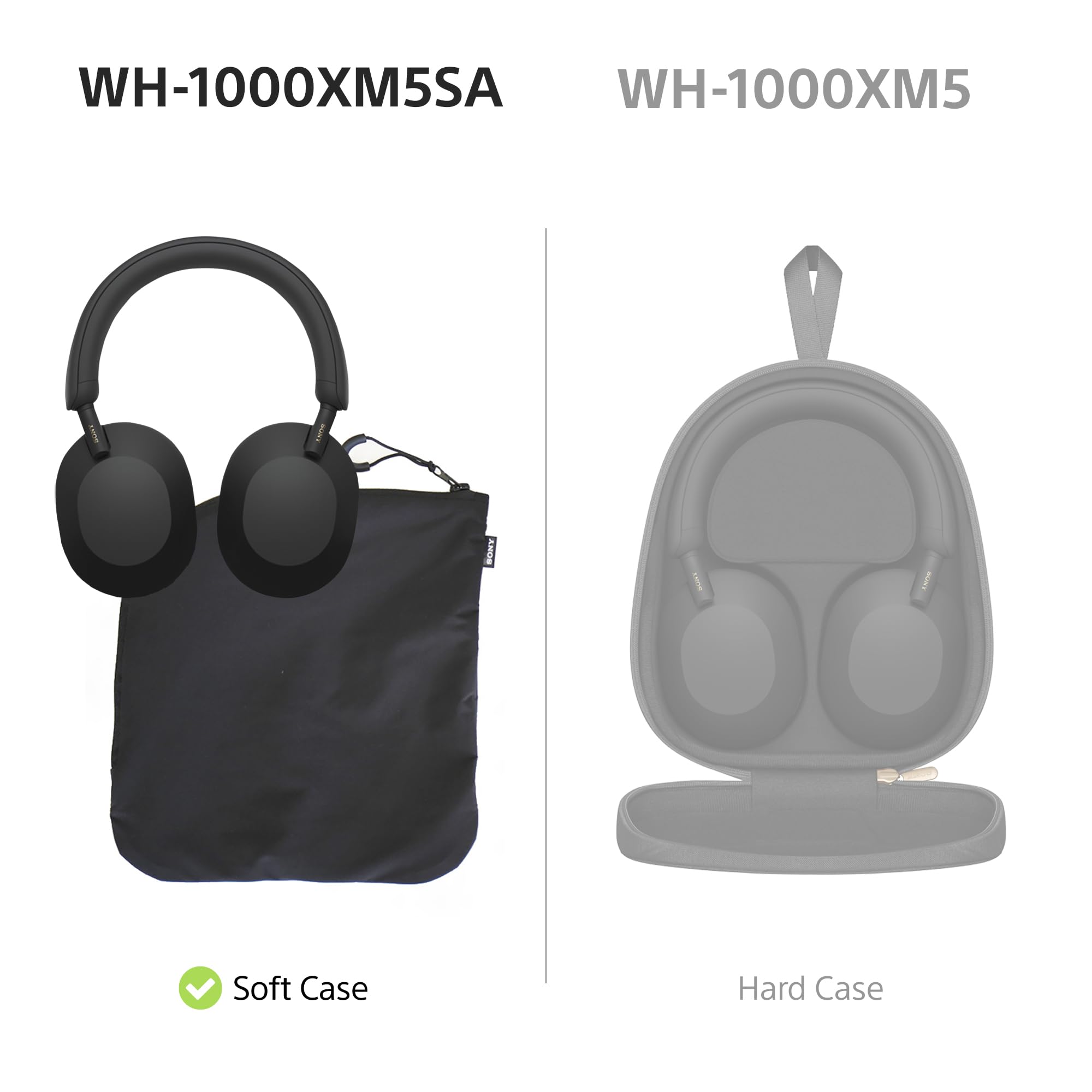Sony WH-1000XM5 Hard Case Premium Noise Cancelling Wireless Over-Ear Headphones, Bluetooth, Clear Call Quality, Hi-Res Audio, Up to 30hr Battery Life, Includes Hard Case, iOS & Android - Black