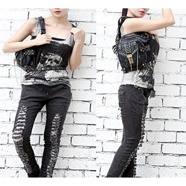 FiveloveTwo® Men Women Multi-Purpose Tactical Drop Leg Arm Bag Pack Hip Belt Waist Messenger Shoulder Fanny Packs Steampunk Bag Wallet Purse Pouch Bag