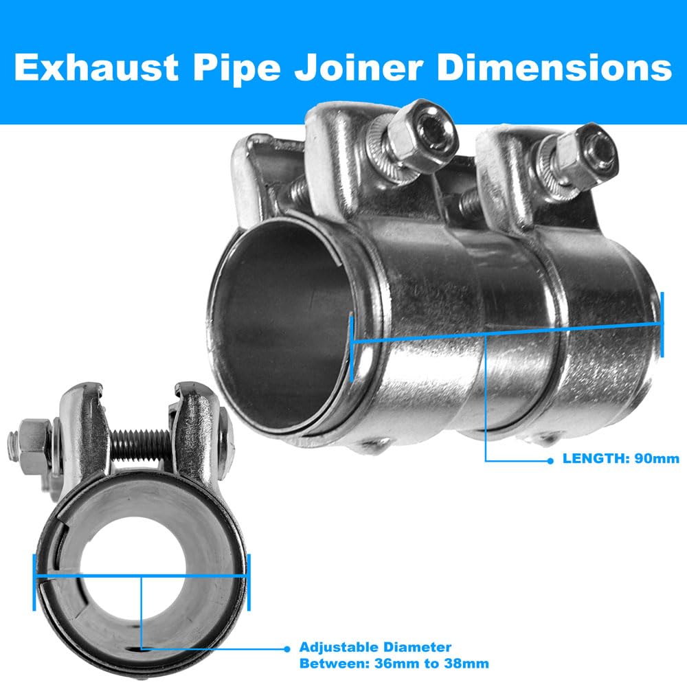 BITS4REASONS E-TECH EC015.5 New Model Heavy Duty Adjustable Exhaust Pipe Joiner/Connector 63-66MM, 125MM Long