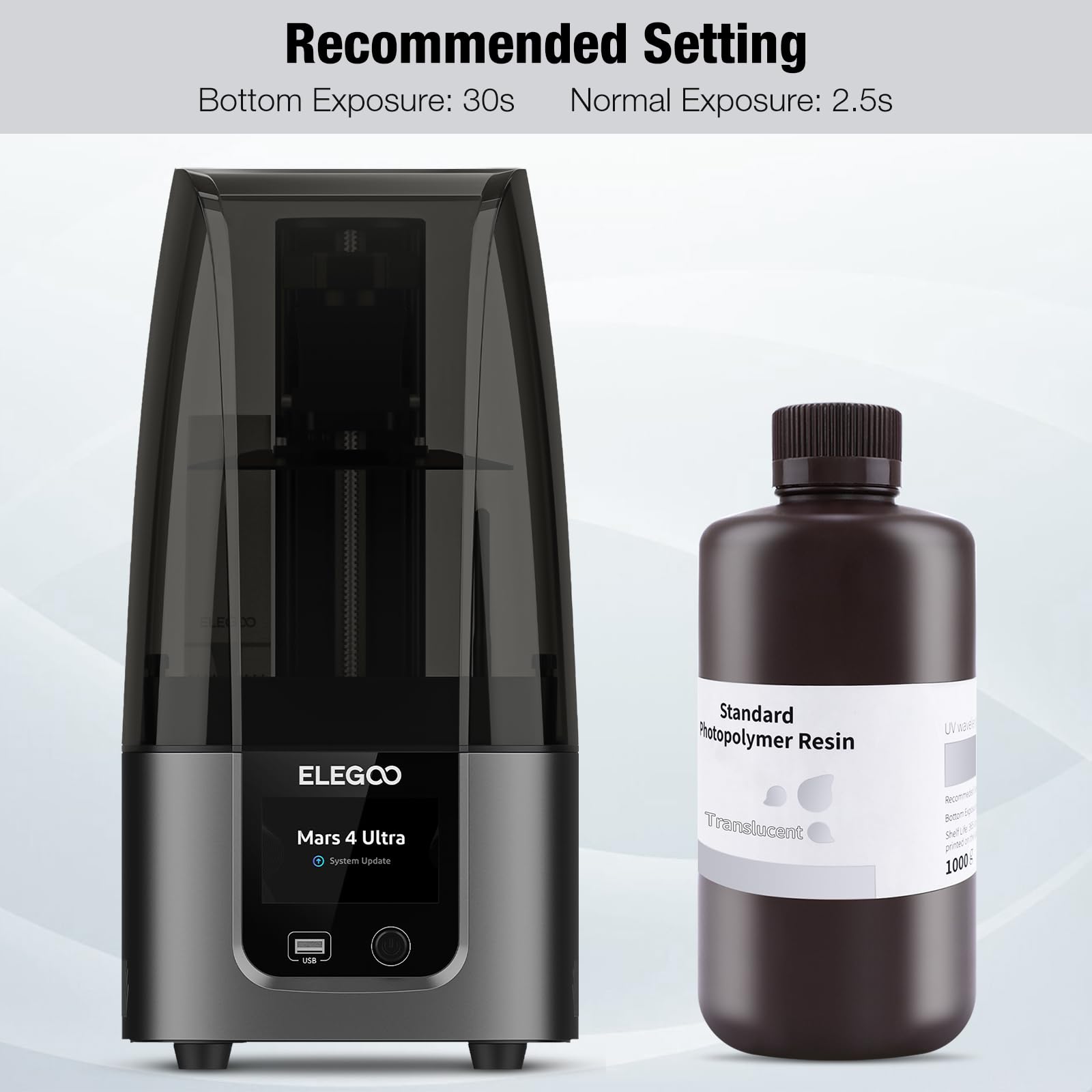 ELEGOO 8K 3D Printer Resin, Standard Photopolymer Resin 405nm UV-Curing Resin, Best for 8K/9K/12K/14K/16K LCD 3D Printer Space Grey 1000G