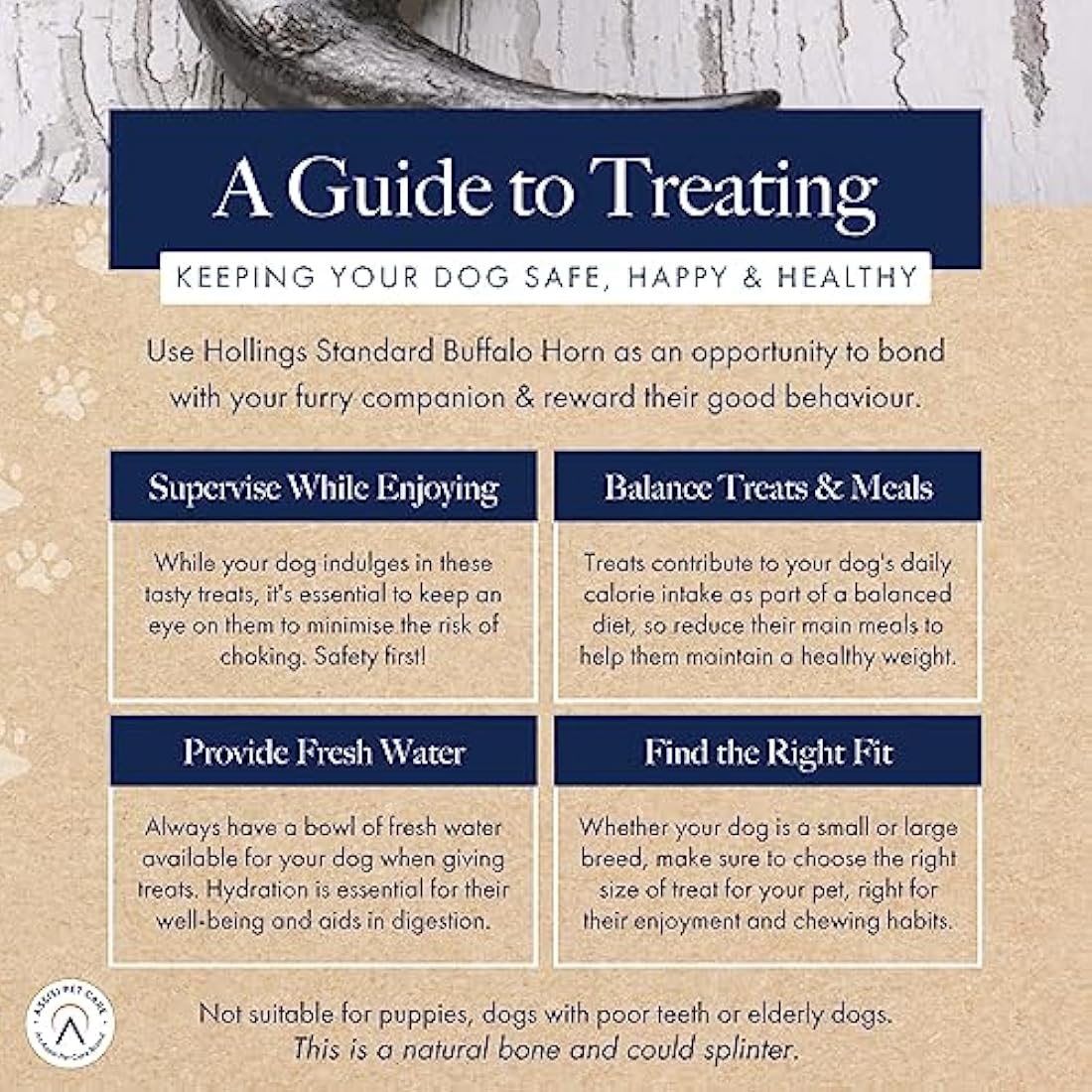 Hollings Buffalo Horn Standard Dog Treat, 100% Natural Grain Free Chew Treat for Adult Dogs, High in Protein and Naturally Low in Fat (12 Pack)
