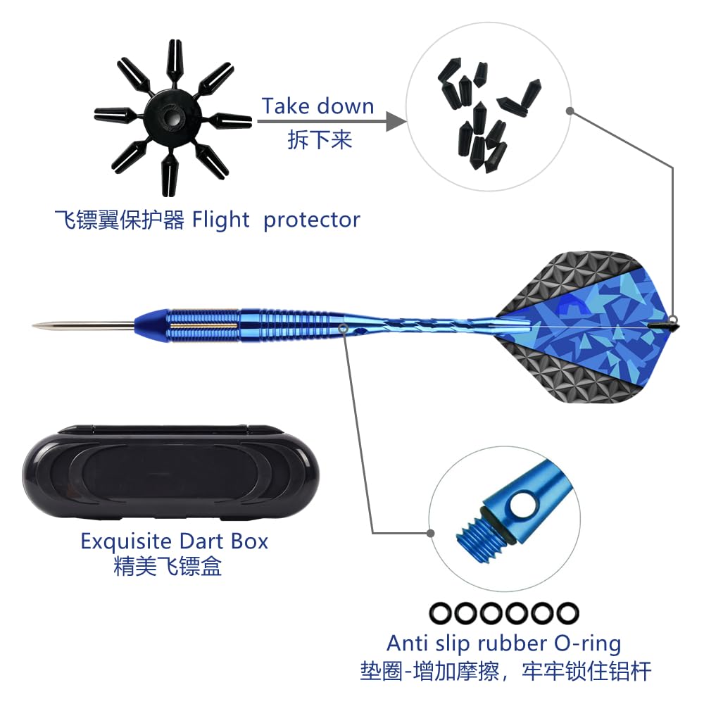 Steel Tip Darts Set,3 Pack Professional Dart with Aluminum Shafts and Darts Case