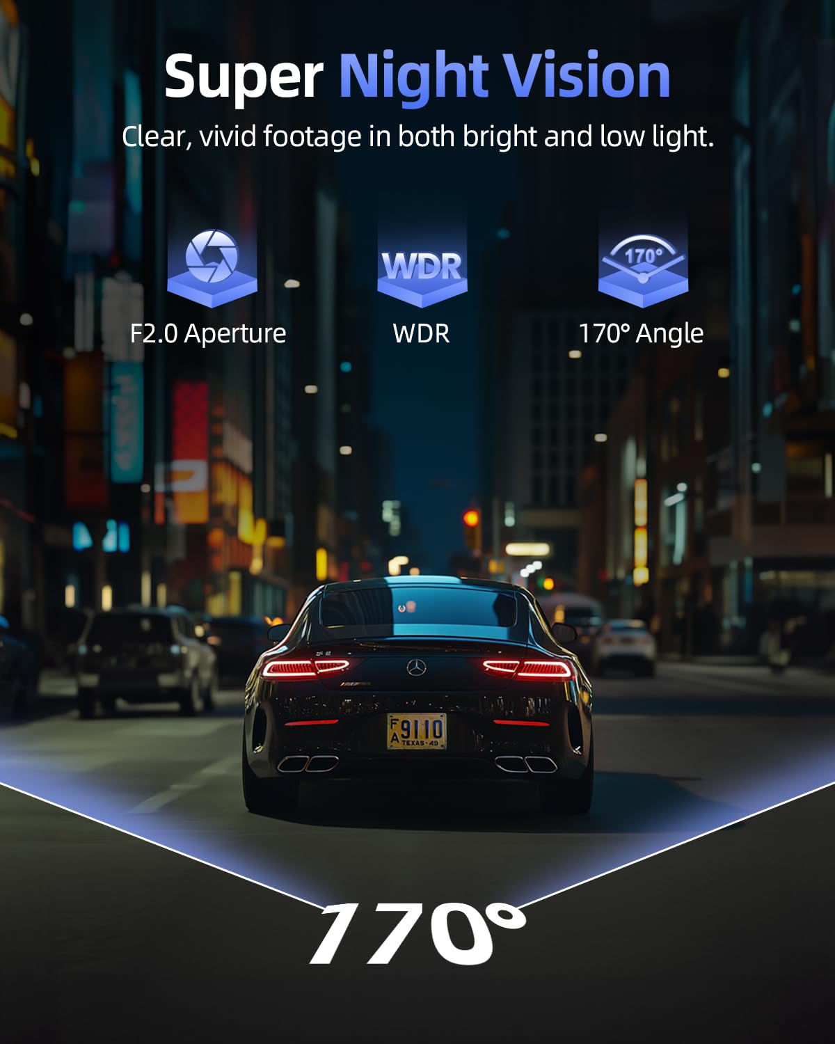 Dash Cam Front and Rear, 4K Dashcam with 64GB SD Card, 1.5'' IPS Display Dual Car Camera with 5GHz Wi-Fi, 24/7 Parking Mode, G-Sensor, Night Vision, 170° Wide Angle, Loop Recording, App Control