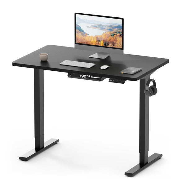 FLEXISPOT ONE PIECE Electric Standing Desk Height Adjustable Sit Stand Up Desk for Home Office with Memory Smart Pannel (100 * 60cm Black Frame+ Black Desktop)