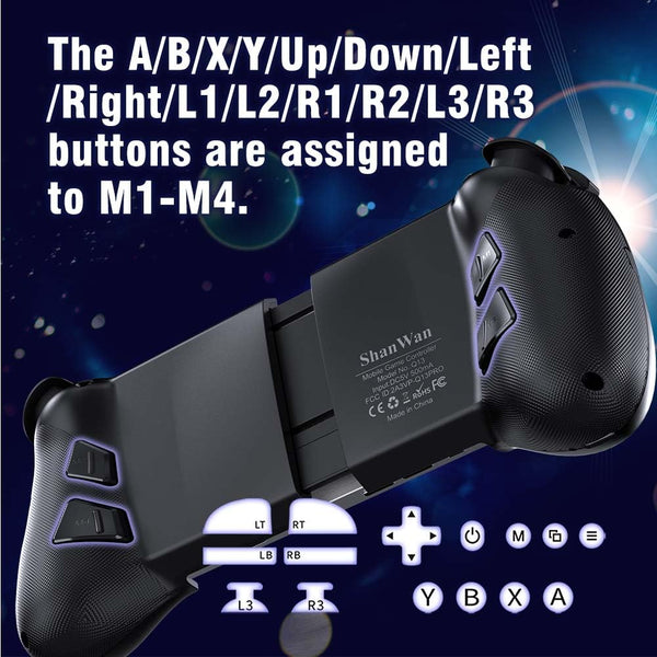 ShanWan Mobile Gaming Controller for Android/iOS, Phone controller for iPhone15, Bluetooth connection, PS Remote Gaming Xbox Cloud Steam Link GeForce NOW MFi Apple Arcade Gaming