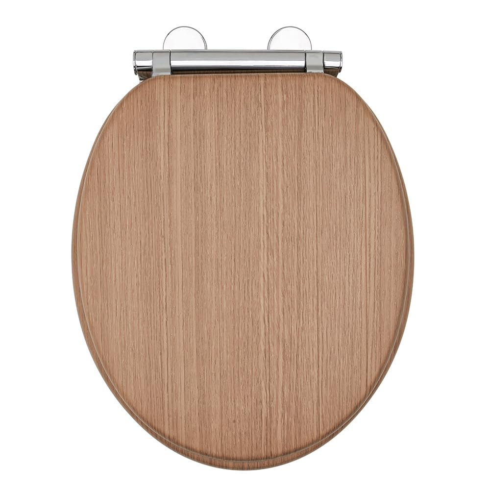 AQUALONA® Luxury Soft Close Toilet Seat - Moulded Wood - Stainless Steel Slow Close Hinges - Click, Lift & Clean Technology (Bamboo Toilet Seat)