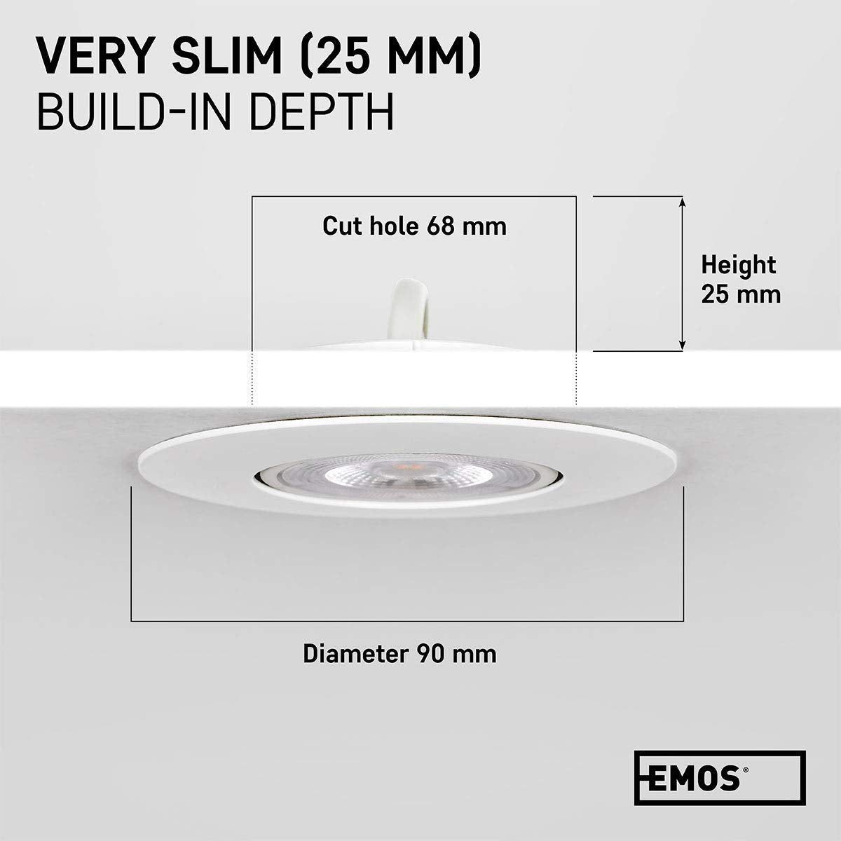 EMOS LED Spot Lights Ceiling Round 5W / 450lm, 4000K Neutral White | 50 Tilt Swivel Recessed Ceiling Lights, Ultra Slim | Pack of 12 Recessed LED