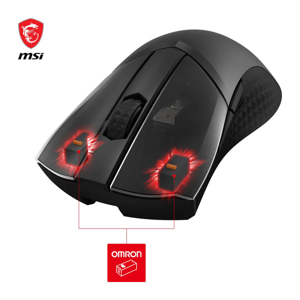 MSI CLUTCH GM51 LIGHTWEIGHT Gaming Mouse - 26000 DPI Optical Sensor, Elite 0.125ms Latency, 60M+ Click OMRON Switches, 6-Buttons, FriXionFree Cable, RGB Diamond LightGrips, 75g - Wired