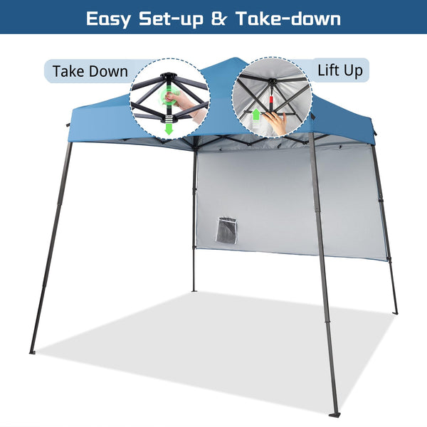 Outopee 3m x 3m Ez Pop Up Canopy Tent with 4 SideWalls, Outdoor Gazebo Portable Instant Canopy for Commercial Events, Party, Backyard BBQ, Camping, Blue