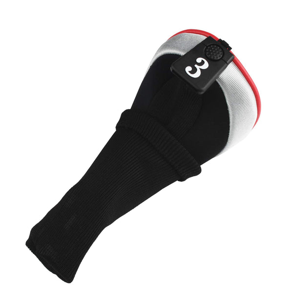 Andux 4pcs/Set Golf Wood Club Head Covers 460cc Driver with Long Neck Red