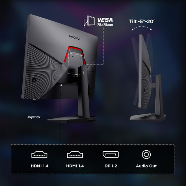 KOORUI 32 inch Curved Gaming Monitor,1440p(2560x1440),170Hz.1ms, 2K, QHD,VA 1500R, HDR10,Adaptive Sync, VESA & Eye Care Ultra-Thin Support DP/HDMI