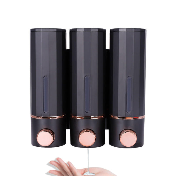 Triple Soap Dispenser 420ml Wall Mounted Shower Gel Shampoo and Conditioner Dispenser Kitchen Dish Detergent Container Hand Body Wash Liquid Soap