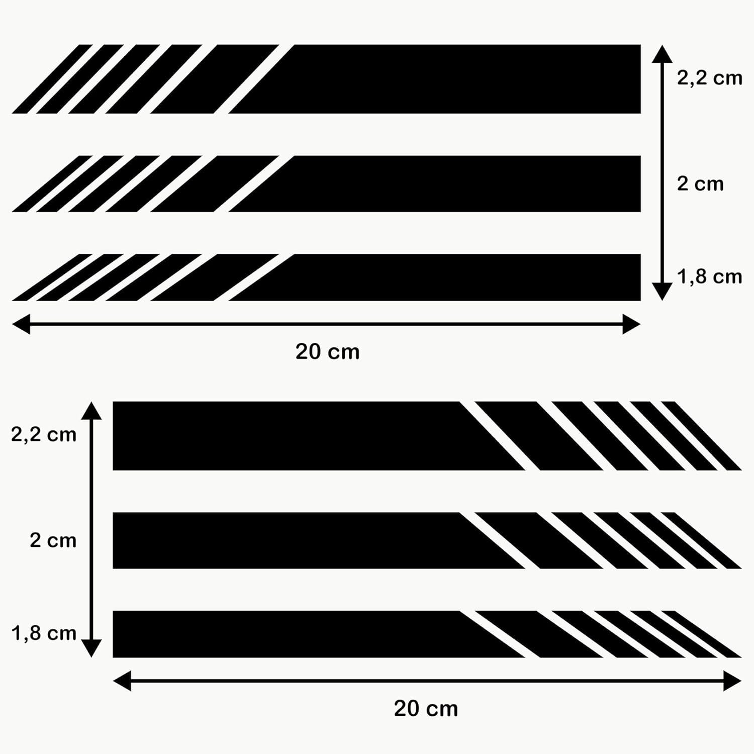 Pack 6 Units Car Rear View Mirror with Striped and Arrows Design | Rear View Mirror Adhesive with Stripes Fringes | Universal Car Mirror Stickers (Red)