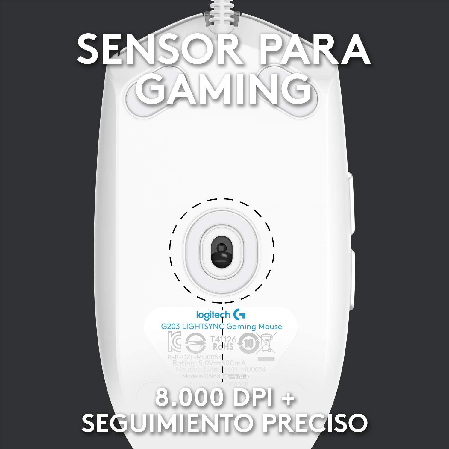 Logitech G203 LIGHTSYNC Gaming Mouse with Customizable RGB Lighting, 6 Programmable Buttons, Gaming Grade Sensor, 8K DPI Tracking, Lightweight - Lilac