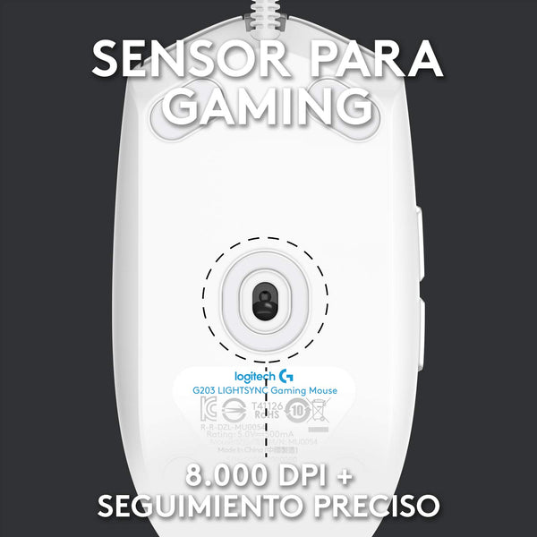 Logitech G203 LIGHTSYNC Gaming Mouse with Customizable RGB Lighting, 6 Programmable Buttons, Gaming Grade Sensor, 8K DPI Tracking, Lightweight - Lilac