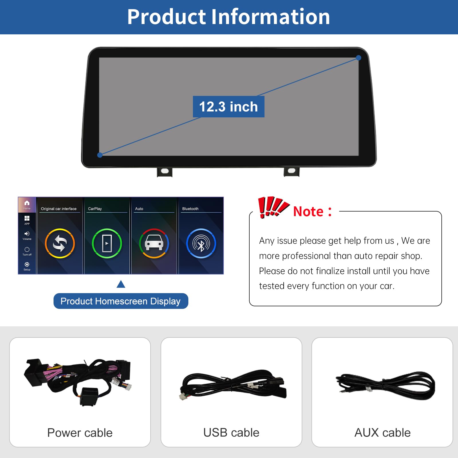Road Top 12.3 Inch Ultra-Narrow Carplay Touchscreen for BMW 3 & 4 Series F30/F31/F32/F33/F34/F35/F36 2012-2015 Year, Car Stereo Multimedia Radio Receiver, Support Wireless Android Auto, Mirrorlink