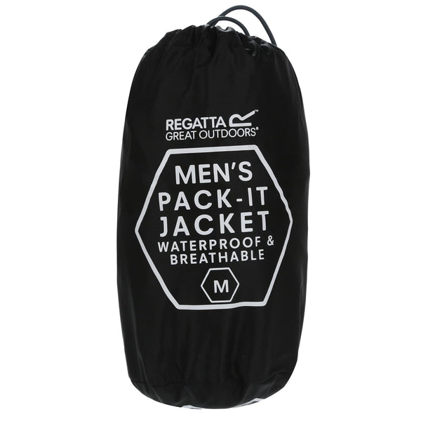 Regatta Mens Waterproof Pack-it III Jacket Breathable Lightweight Windproof Stuff Sack