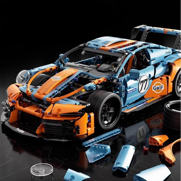 Technik Sports Car Building Kit for Porsche 911 Gulf Blue, 1680 Pcs Racing Car Model Construction Kits, MOC Creative Supercar Toys, Exclusive Collectible Race Car Model, Gifts for Boys Adult