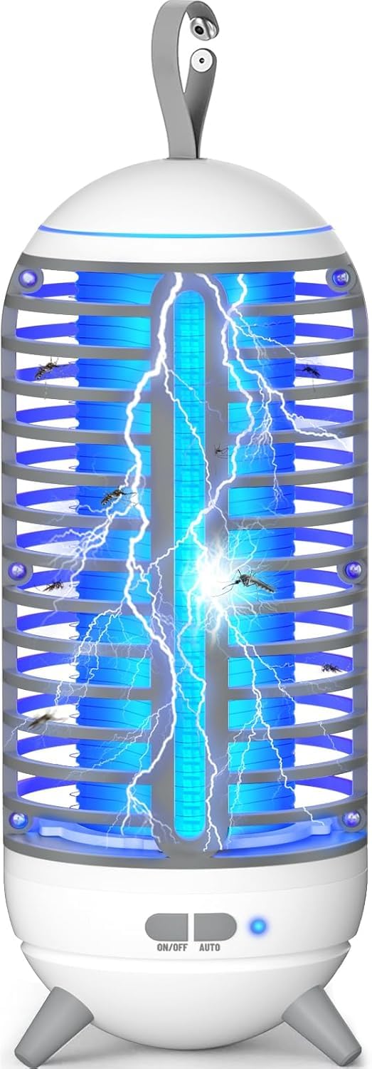 Dnenellr Fly Zapper, 3 IN 1 LED UV Mosquito Killer Lamp, 1400V Electric Fly Killer with Light Modes, 360° Silent Bug Zapper for Indoor Use, USB Rechargeable Insect Trap for Bedroom, Kitchen and More