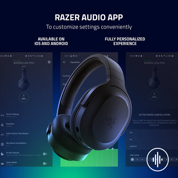 Razer Barracuda X - Wireless Multi-platform Gaming and Mobile Headset (SmartSwitch Dual Wireless, Ergonomic Design, TriForce 40 mm, Cardioid Mic, On-Headset Controls, 50h Battery USB-C) Black