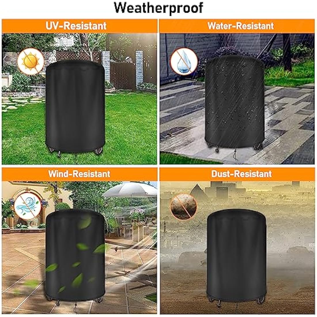 Raweao Kettle BBQ Cover 57cm for Weber, Waterproof Round Barbecue Cover 500D Oxford Weatherproof Compact BBQ Cover for Weber Spirit bbq(Φ71x68cm)