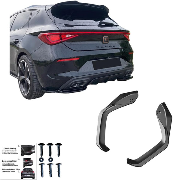 Oneway Rear Side Diffusors compatible with Cupra Leon HB 2020- - Version 2 - Gloss black