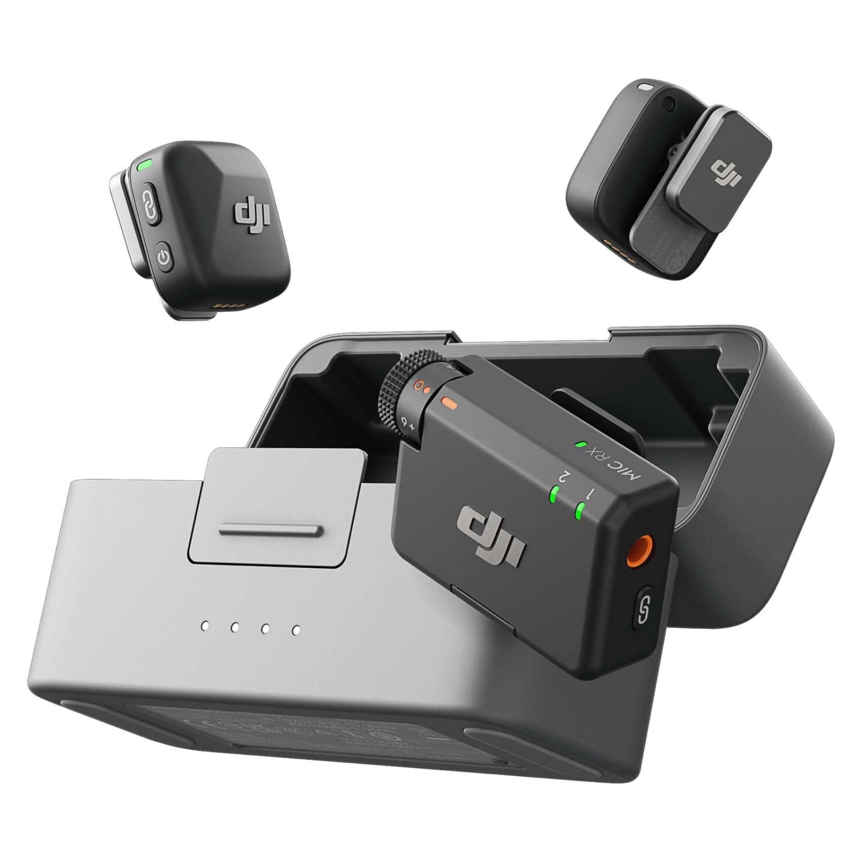 DJI Mic Mini (2 TX + 1 RX + Charging Case), Wireless Lavalier Microphone, Detail-Rich Audio, 48h Use, Noise Cancelling, Automatic Limiting, Bluetooth Microphone for Camera/iPhone/Android, Vlog