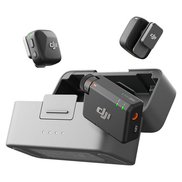 DJI Mic Mini (2 TX + 1 RX + Charging Case), Wireless Lavalier Microphone, Detail-Rich Audio, 48h Use, Noise Cancelling, Automatic Limiting, Bluetooth Microphone for Camera/iPhone/Android, Vlog
