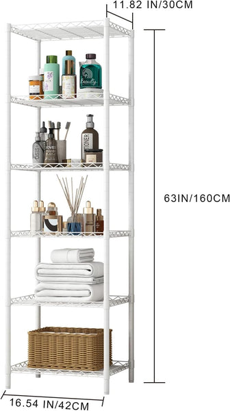 FTEYUET 6-Tier Metal Shelving Unit, Wire Shelving Unit, Kitchen Storage Unit Shelving Units for Storage, Heavy Duty Standing Shelf Units Shelves for