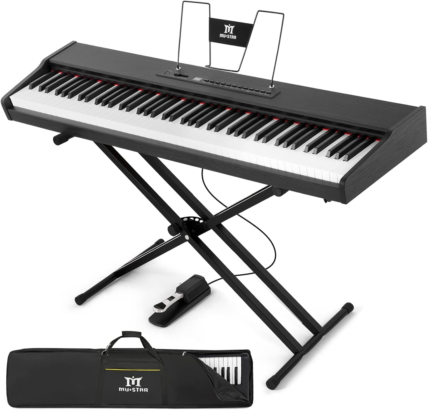 MUSTAR Digital Piano 88 Weighted Keys Hammer Action, Full Size 88 Key Piano Keyboard Weighted, Electric Keyboard Piano with Bluetooth Connection, Portable Case, Sustain Pedal, White