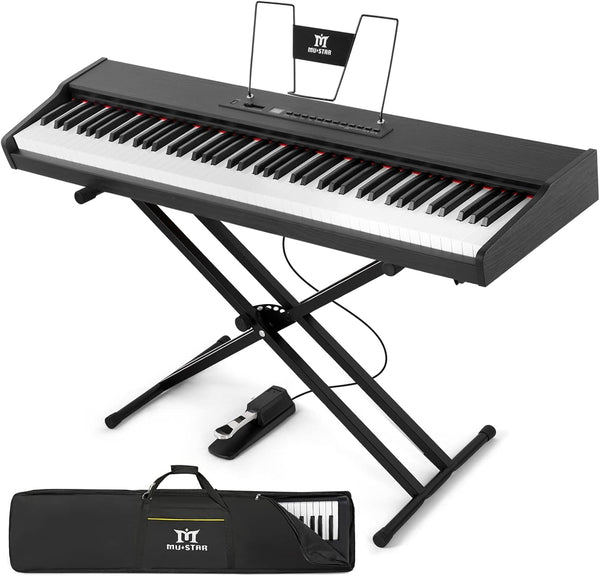 MUSTAR Digital Piano 88 Weighted Keys Hammer Action, Full Size 88 Key Piano Keyboard Weighted, Electric Keyboard Piano with Bluetooth Connection, Portable Case, Sustain Pedal, White