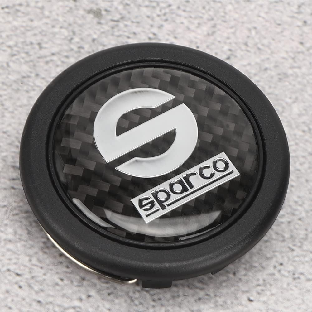 Car Steering Wheel Horn Button, 6 Holes Carbon Fiber External Horn Button Kits for Sparco Steering Wheel Car Modified Parts