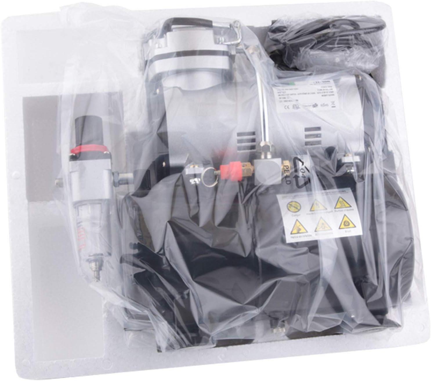 Fengda Airbrush Mini Compressor FD-186 with Powerful Constant Working Pressure/Strong Airflow/3L Air Tank, Regulator, Moisture trap for hobby, food decoration, body tattoo, graphic and so on