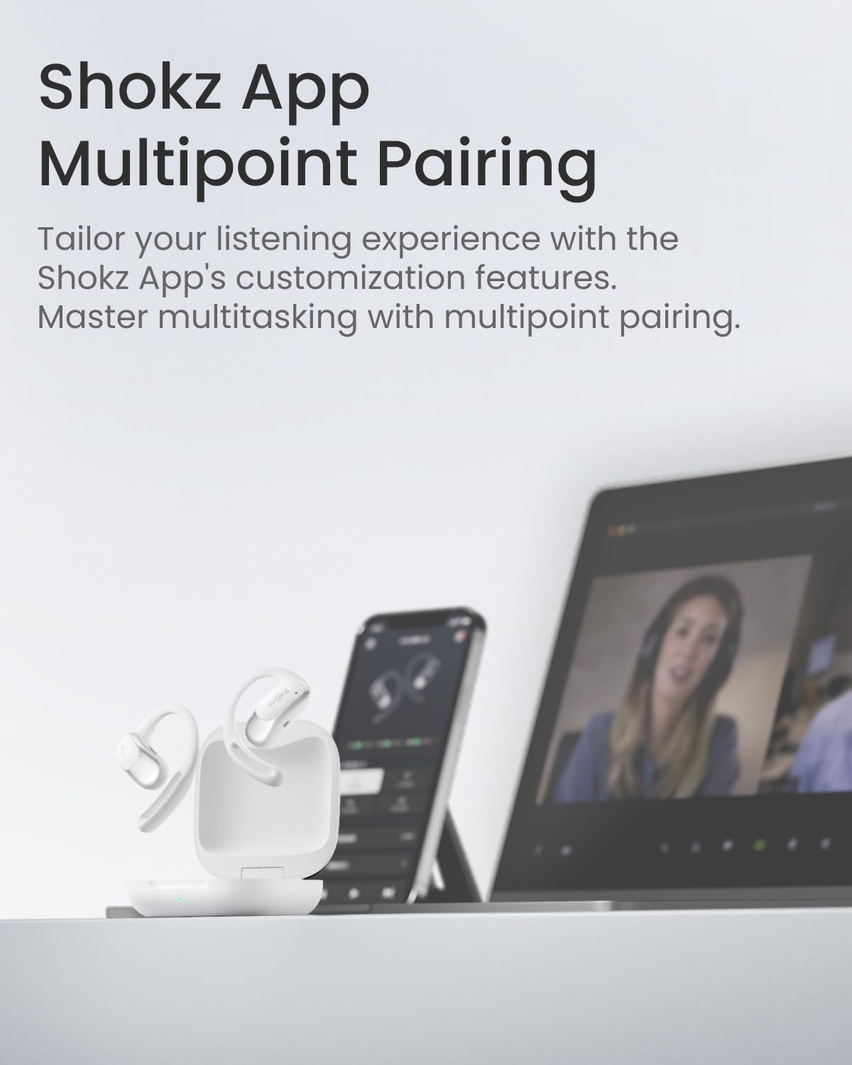 SHOKZ OpenFit Air Open-Ear Headphones, True Wireless Bluetooth Earphones with Mic, Fast Charging, 28h Playtime, IP54 Waterproof for Workout - Black