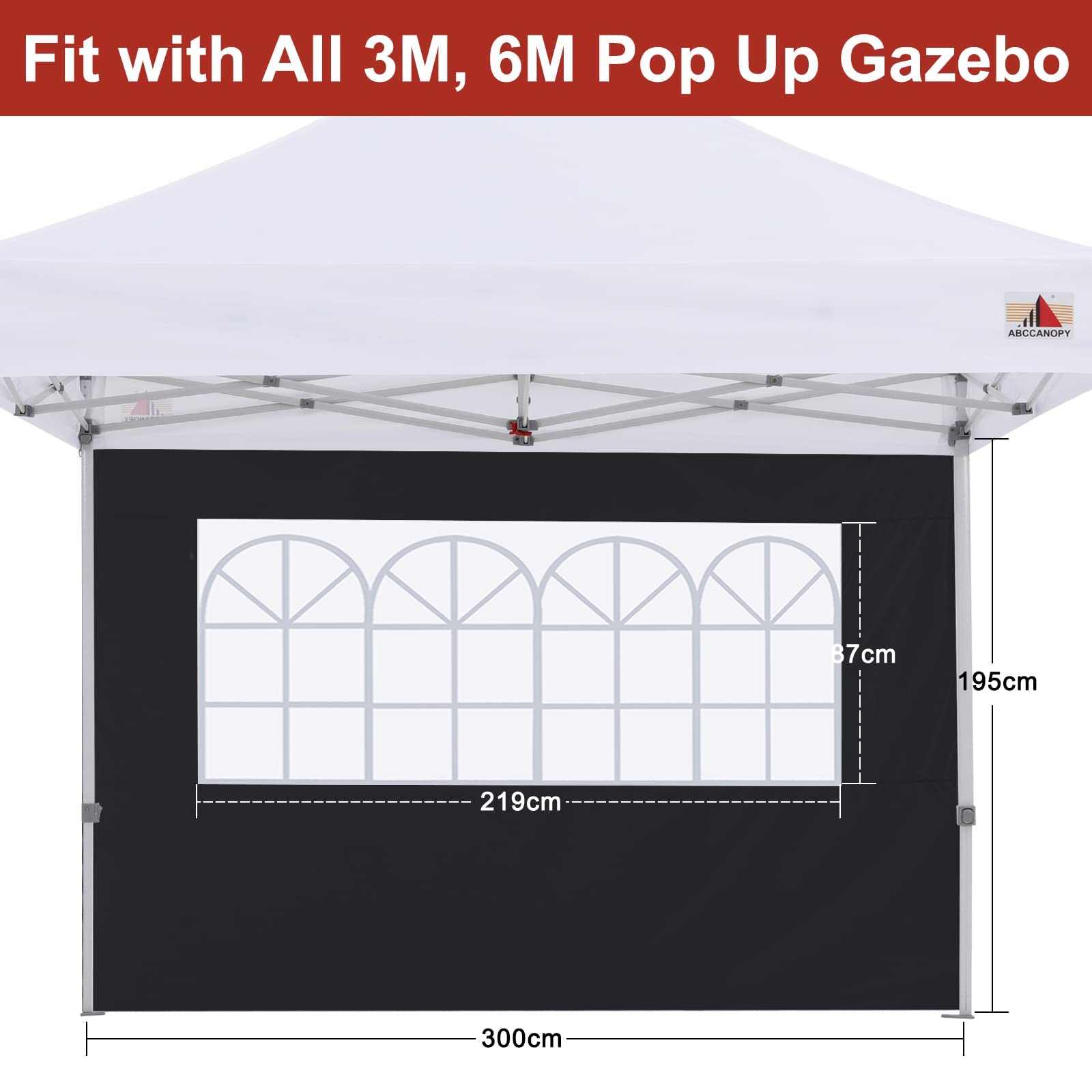 ABCCANOPY 2 Pack of 3M Gazebo Marquee Replacement Exchangeable Side Panel Wall Panels Walls,Black