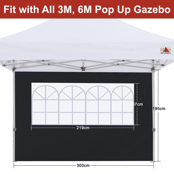 ABCCANOPY 2 Pack of 3M Gazebo Marquee Replacement Exchangeable Side Panel Wall Panels Walls,Black