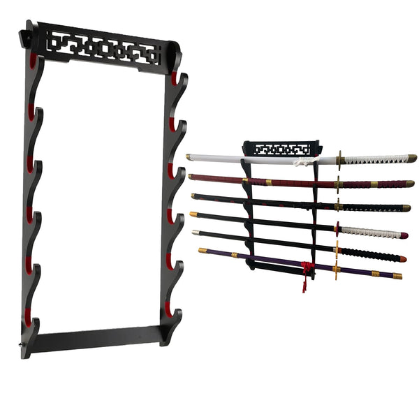 Dfdvye Katana Sword Holder - 6 Tier Samurai Sword Display Rack With Wall Mount for Wakizashi and Tanto