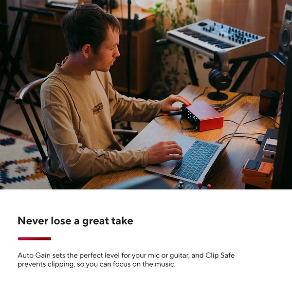 Focusrite Scarlett 2i2 4th Gen USB Audio Interface for Recording, Songwriting, Streaming and Podcasting — High-Fidelity, Studio Quality Recording, and All the Software You Need to Record
