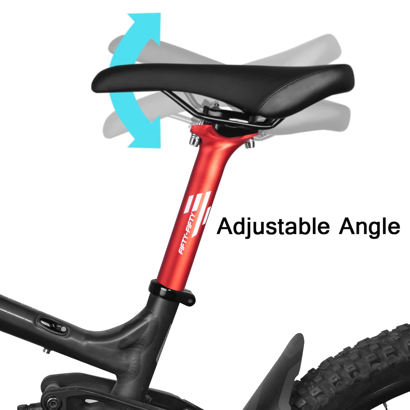 FIFTY-FIFTY Mountain Bike Seat Post, 27.2/30.9/31.6mm Aluminum Alloy Bicycle Seat Post, 350mm Length for MTB, Road Bike, E-MTB (Red, 30.9mm)
