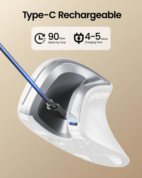 ProtoArc EM11 NL Ergonomic Mouse, Wireless Vertical Mini Mouse Rechargeable Optical Mice with Multi-Device (2*Bluetooth + USB Connection), 3 Adjustable DPI for Computer, iPad, Mac, Windows Black