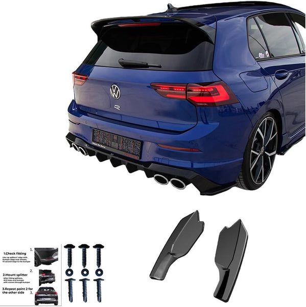 Oneway Rear Side Diffusors compatible with Volkswagen Golf VIII HB R 2020- - Gloss black