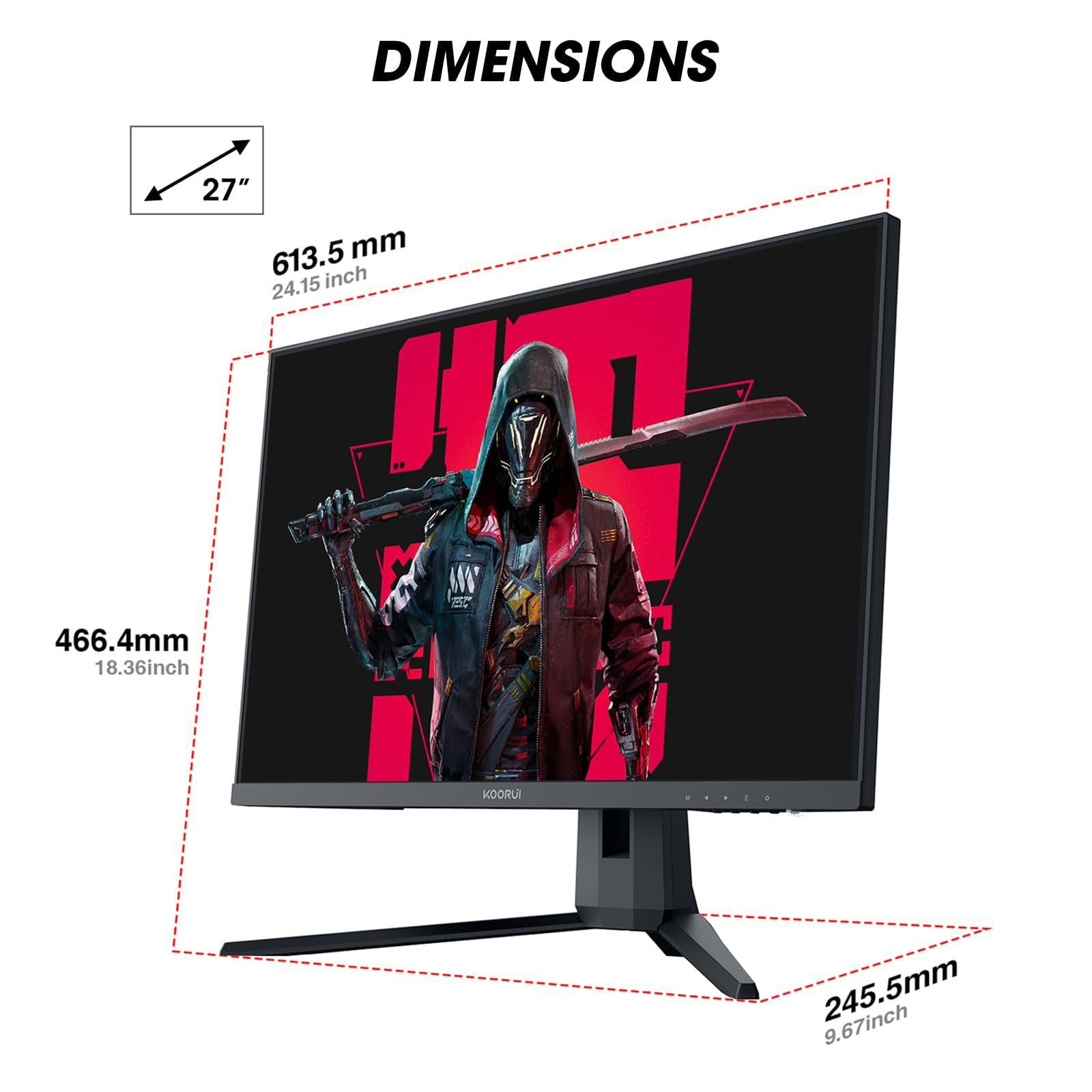 KOORUI 34 Inch Ultrawide Curved Gaming Monitor, 165Hz, WQHD 1440P, 1000R, MPRT 1MS, HDR 400, 2x HDMI 2.0, 1x DisplayPort 1.4, AdaptiveSync, Tilt/Height Adjustable, Black
